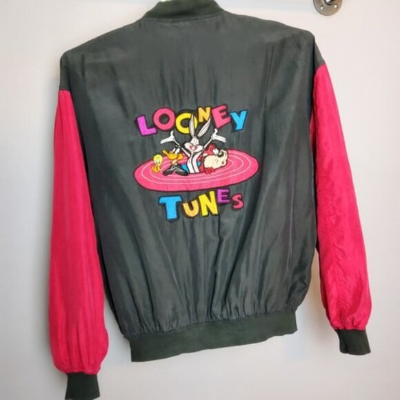 Vintage Looney Tunes Men's Light Jacket Size Medium Black American Characters - Picture 2 of 7